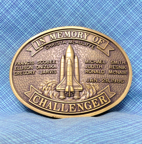 1986 NASA Memorial Belt Buckle # Christa McAuliffe Challenger Vtg G Gunn .GMP101 - Imagen 5 de 10