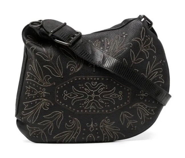 Fendi SELLERIA Oyster Bag LIZARD Leather With Embroidery Medium