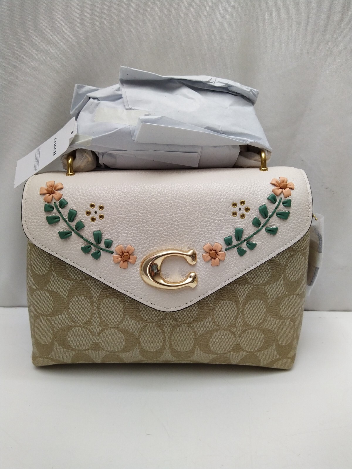 Coach Tammie Shoulder Bag In Signature Canvas With Floral Whipstitch