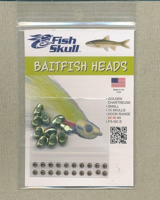 Fish Skull - Baitfish Head - golden chartreuse - small (quantity 10)