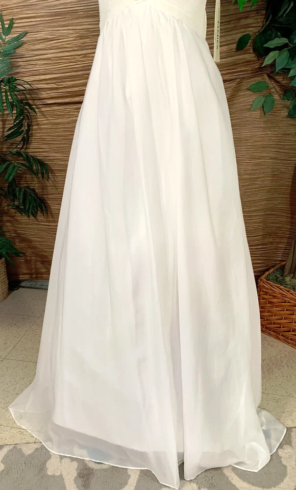 全新带标签 Jaeden 露肩亮片白色雪纺海滩垂性婚礼礼服 S — 第 4/4 张图片