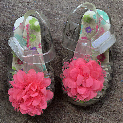 ✨ Garanimals TODDLER/ BABY size clear jelly sandals, shoes, Pink Flower ✨ 