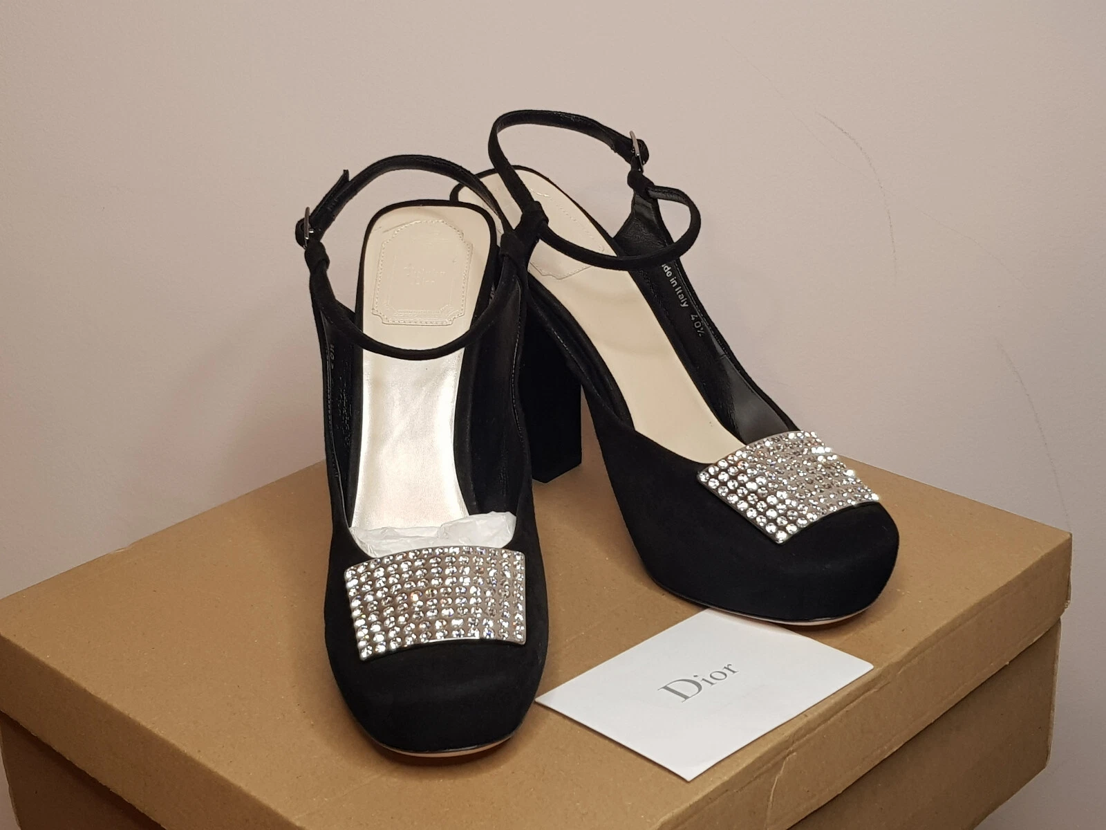 Chaussures Christian Dior talon bloc daim strass