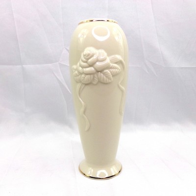 Lenox 7 5 China Bud Vase Cream Color Embossed Floral Rose Gold