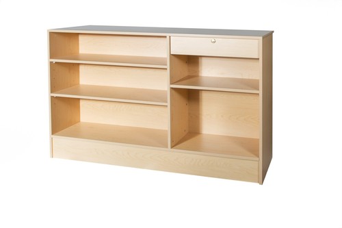 Shop Counter with Slatwall Front- Timer/Beech-1500L - Picture 2 of 3