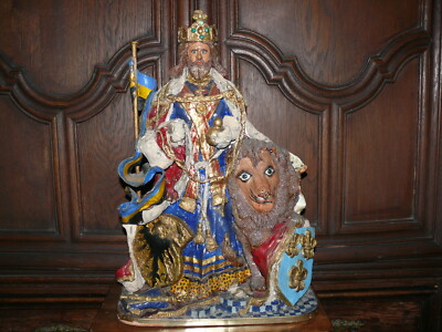 Museum Figurine Bavaria King Paper Mache Approx 100 Years Old Handmade Hand Painted  