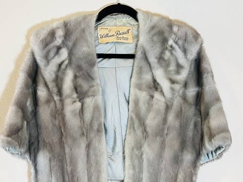 Vintage Silver Gray Mink FUR Stole Cape Capelet by William Russell Fur New York - Picture 2 of 21