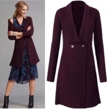 Cabi Regal Cardigan Sz M Duster Mulberry Wine Burgundy Purple Sweater 3350