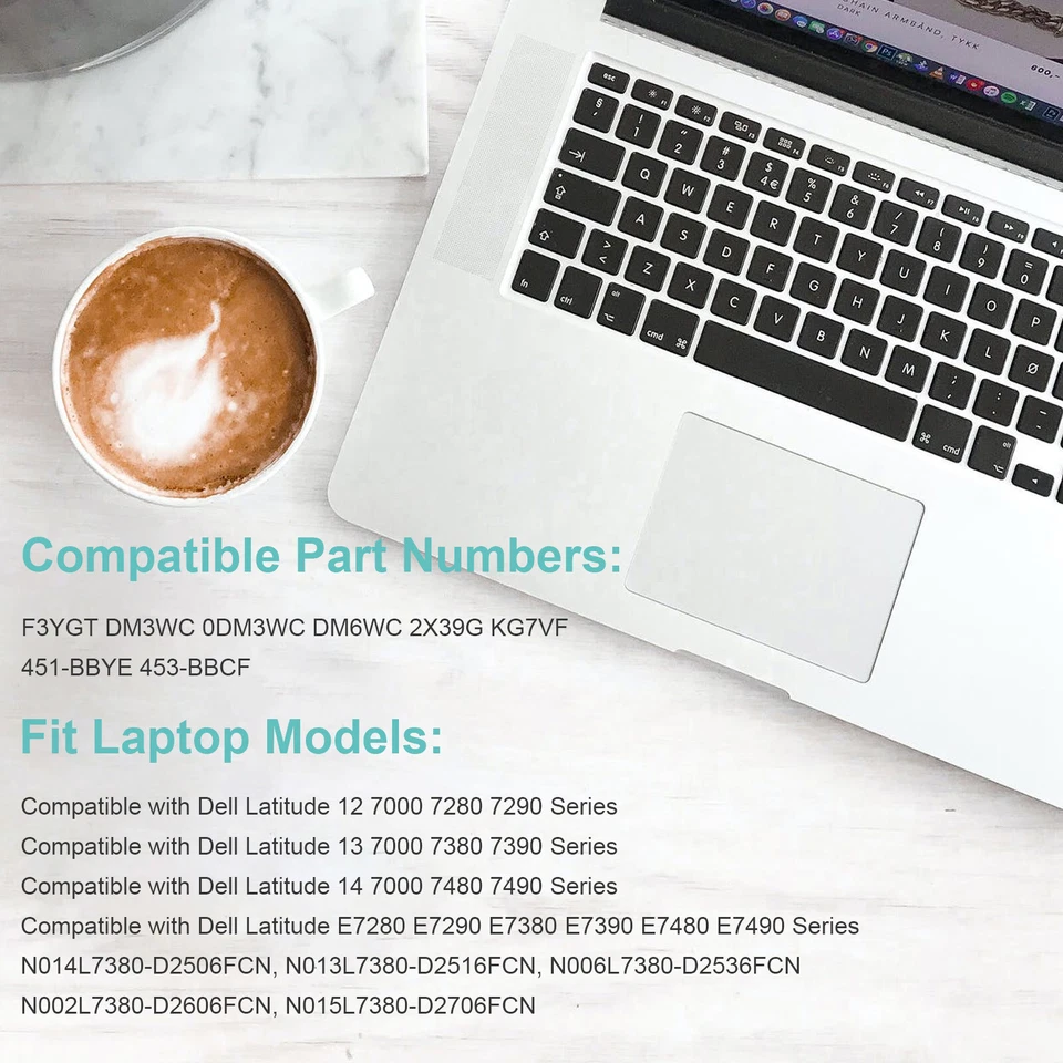 LOTE 1-50 Bateria F3ygt Para Dell Latitude E7280 7380 E7480 E7390 7390 7480 7490 - Imagem 3 de 4