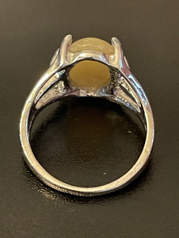 Anillo de mujer enchapado en plata S925 con piedras preciosas de aventurina amarilla talla 7,5 Foto 4 de 4