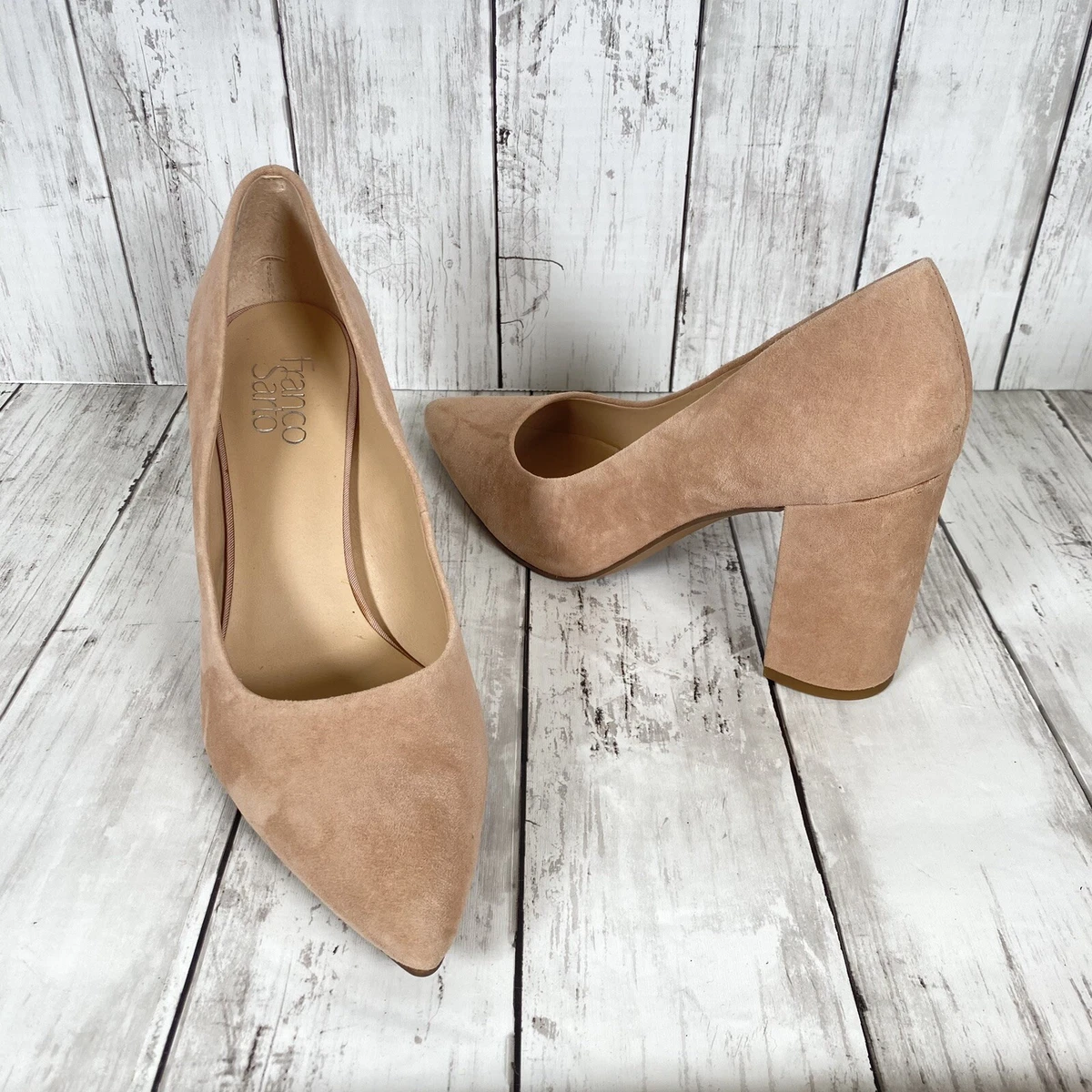 Franco Sarto Palma Neutral Peach Suede Classic Pumps Size 9.5 NEW