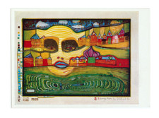 1976 German Postcard HUNDERTWASSER Irinaland over Balkans Wiechmann-Bildkarten