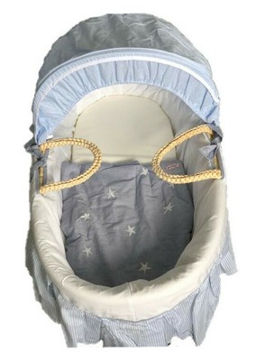 blue moses basket bedding