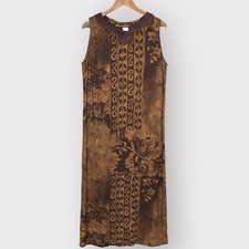Norton McNaughton Maxi Dress Women M Brown Rayon Boho Sleeveless V78