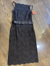 ISAAC MIZARAHI SZ 4 BROWN LACE SLEEVELESS FLORAL DRESS 