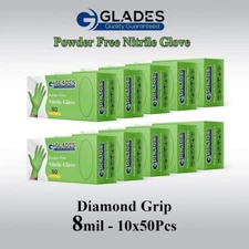 100/1000 HEAVY DUTY DIAMOND GRIP MECHANIC GREEN NITRILE GLOVES POWDER FREE 8MIL
