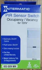 Intermatic PIR Occupancy Sensor Switch For 120V White New