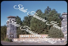 Grand Canyon National Park Sign 35mm Slide 1950s Red Border Kodachrome