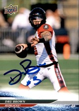 Dru Brown Signed 2025 Upper Deck CFL Football card Ottawa Redblacks