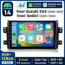 CarPlay 4+64G Android15 Für Suzuki SX4 Fiat Sedici 2006-13 Autoradio GPS Navi FM
