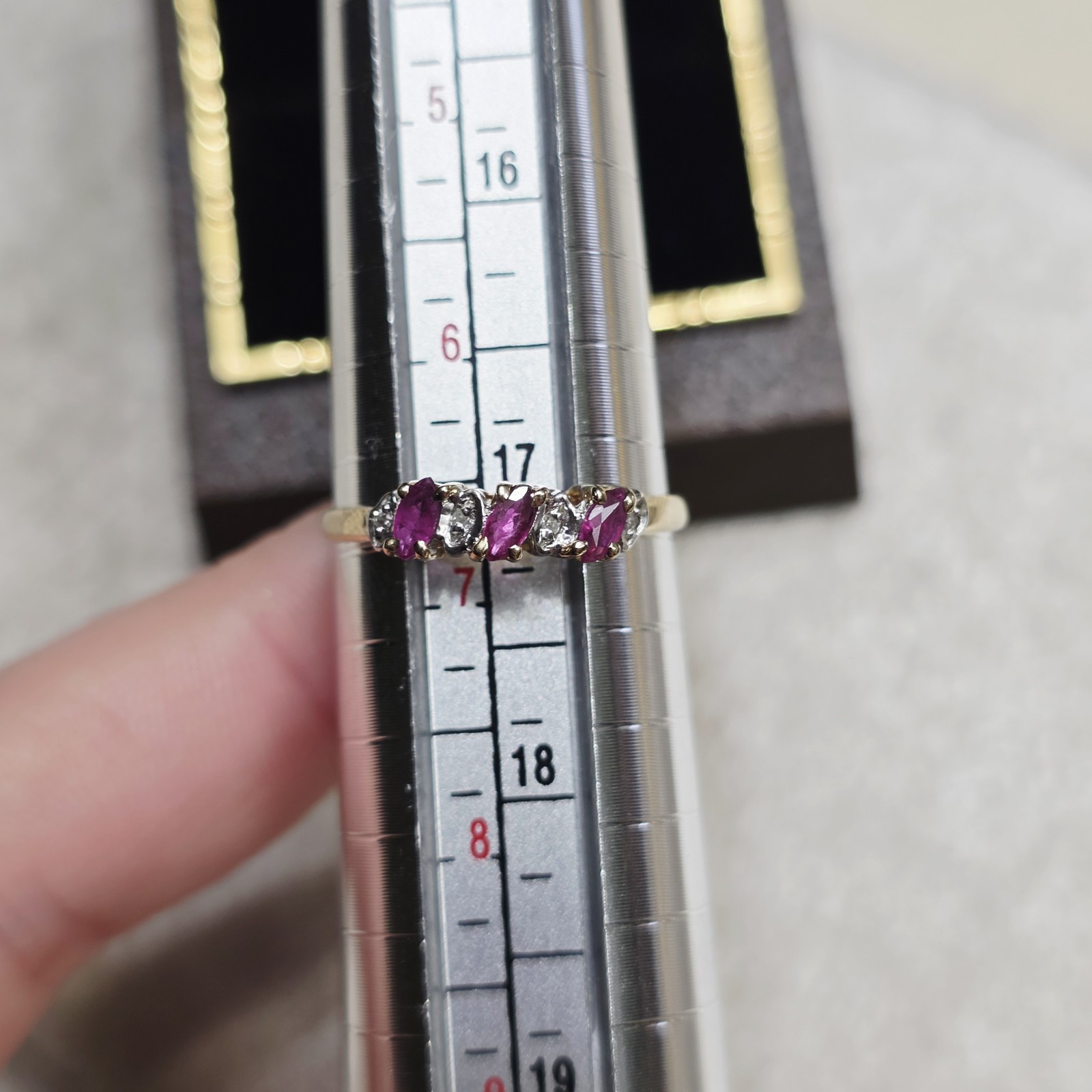 Solid 10k Gold Natural Ruby and Small Diamond Acc… - image 2