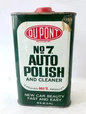 Vintage 1950's 60's DuPont No 7 Auto Polish And Cleaner Sign Nice Oil Can