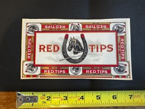 Antique Red Tips Cigar Box Label Horseshoe Race Horse Litho c. 1900