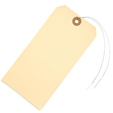 100 Large Manila Paper Tags with Wire Attached 8, 6 1/4" x 3 1/8",