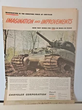 Vintage Rare 1945 Chrysler Tank Imagination and Improvements WWII 11x14 ad