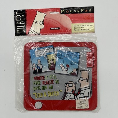 1996 Dilbert Cartoon Mouse Pad, Scott Adams, ''Etch A Sketch'', NOS