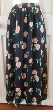 Old Navy Chiffon Black  Peach Floral Skirt Maxi Elastic Waist Lined Sz M Flowy