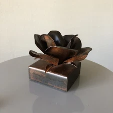 Jan Barboglio Hand Forged Iron ROSE Topped Lidded Box Jewelry Trinket Box Rare