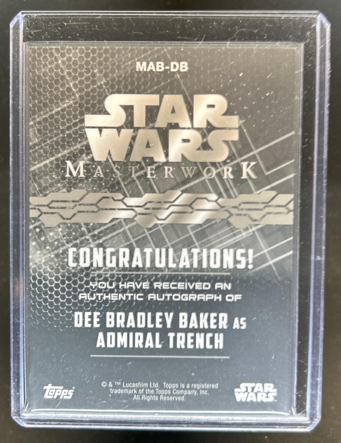 2017 Topps Star Wars Masterwork Dee Bradley Baker Auto Autograph Silver #MAB-DB view 2
