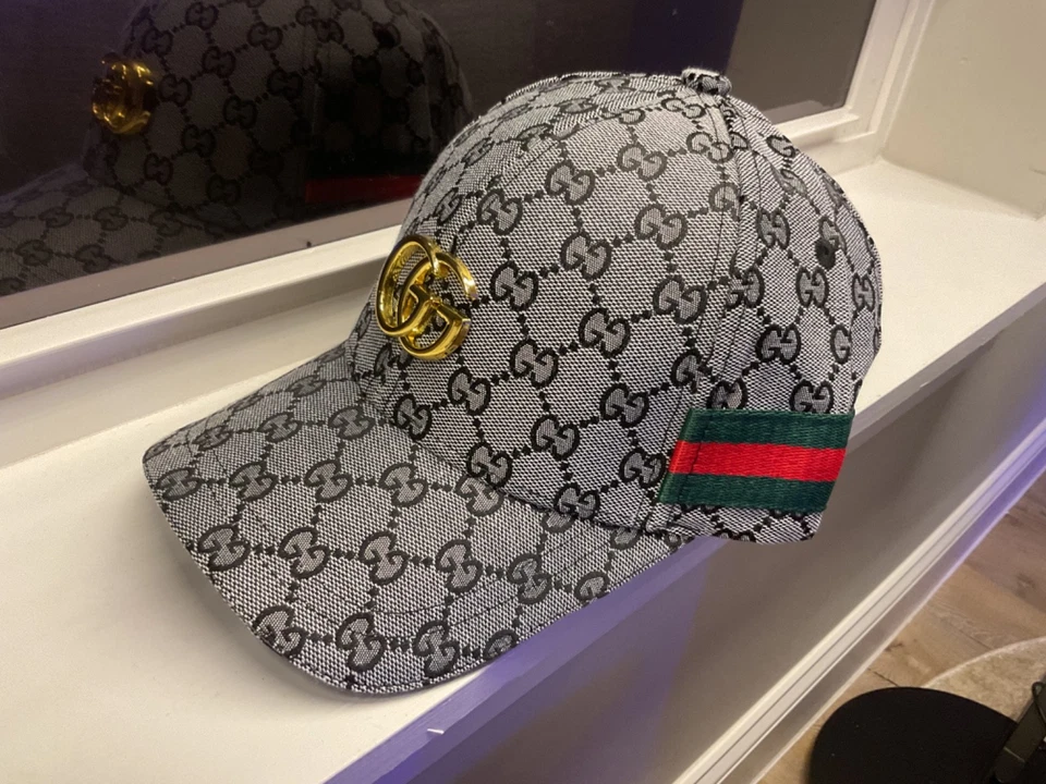 Nuevo Gris Negro X OG Lona Monograma VENDEDOR DE EE. UU. Gorra de béisbol de alta calidad Foto 3 de 4