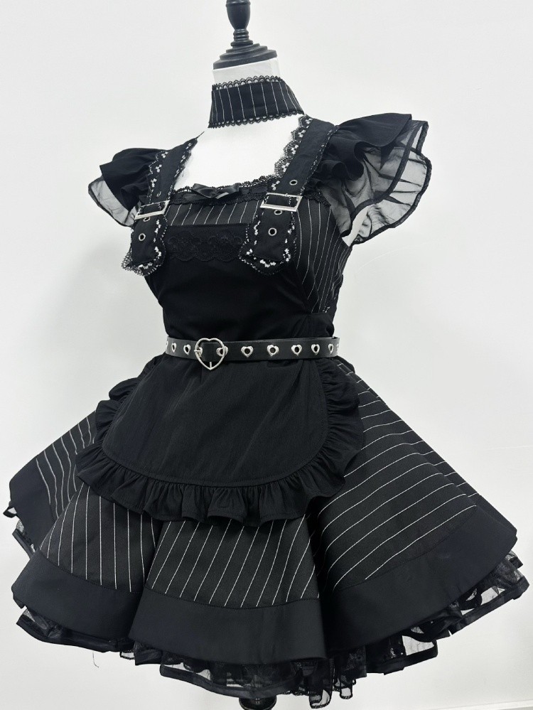 Women Lolita Retro gothic style maid Ruffles dress Corset Party Cocktail Gowns