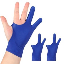 2pcs Artist Drawing Glove S Size Two Finger Graphics Painting Glove Blue
