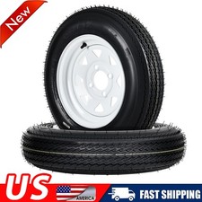 2pcs 4.80-12 4.80x12 4.8-12 Trailer Tires Withand Rims 4 Lug On 4 White Wheels