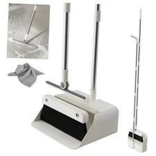 Magnetic Broom and Dustpan Set with Silicone Squeegee, 55'' Set With Grey Cloth