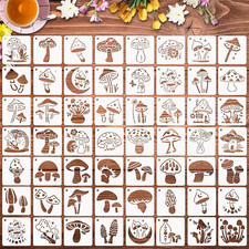 Mushrooms Stencils Template, 56 Pack Reusable Plastic Template Stencils Moon Flo