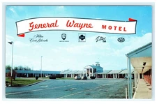 Early Wayne Motel Delaware Vintage Lithograph Postcard AAA Hilton