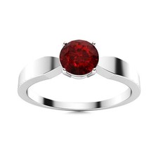 925 Sterling Silver Garnet Stone Prong Solitaire Easter Ring Jewelry