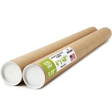 4" x 48" Made in USA Kraft Paper Mailing Tube, 2 Tubes, 4 Caps
