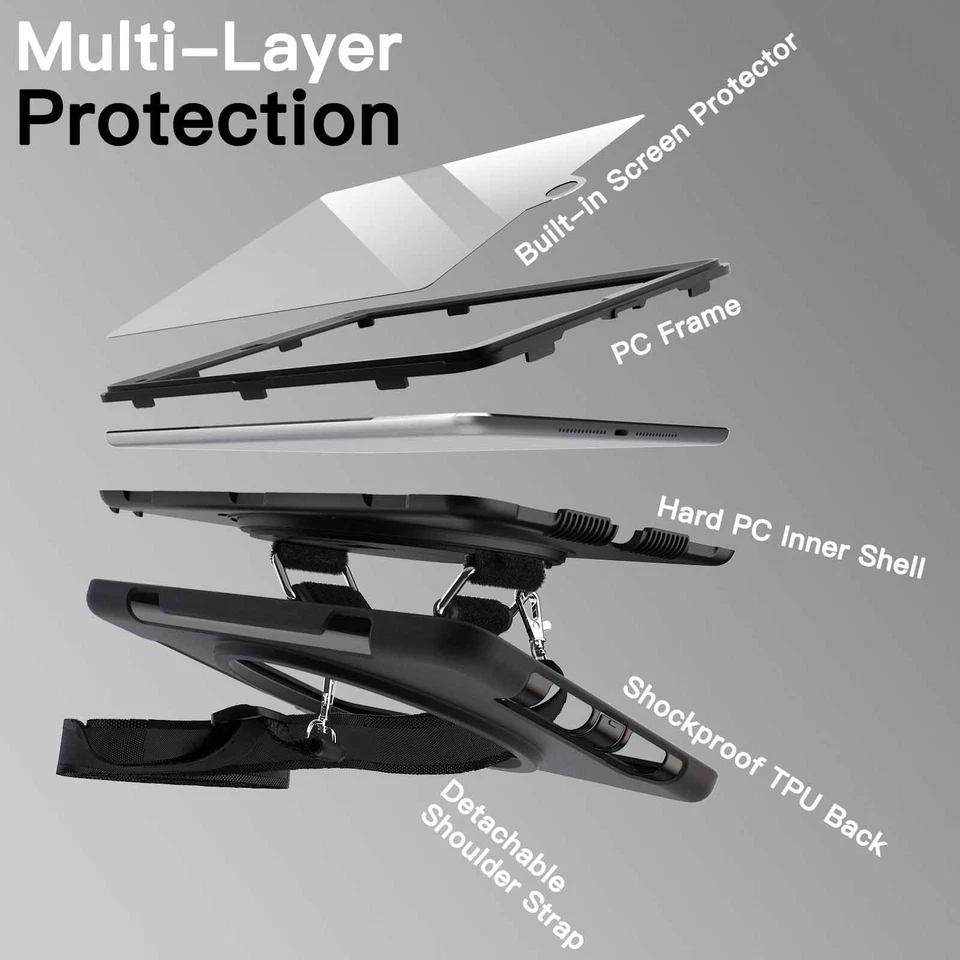 iPad 9.7" 2017/2018 Case Heavy Duty 360° Stand Hand Strap Built-in Screen Prote - Image 2 of 4