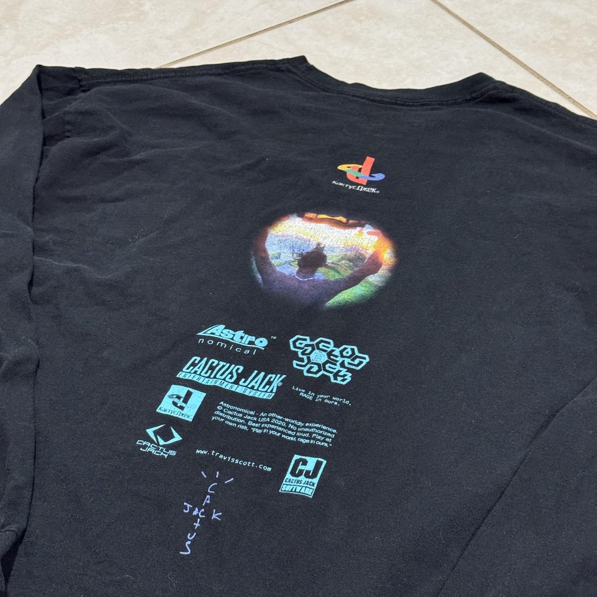 Fortnite Cactus Jack Shirt Mens Large Black Long Sleeve Travis