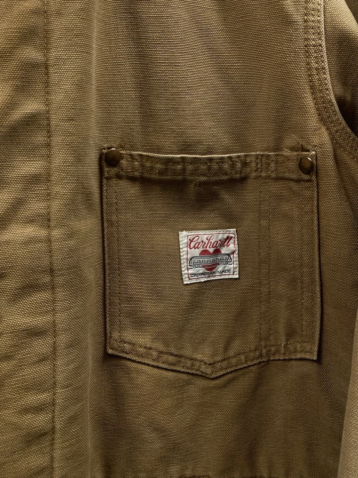 Chaqueta Carhartt True Vintage Años 60 3 Bolsillos Tareas Talla Grande Beige Franela Forrada Foto 2 de 4