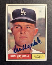 SIGNED 1961 Topps Don Drysdale #260 Dodgers AUTOGRAPHED Card Hall Of  Fame