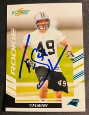Carolina Panthers TIM SHAW signed autographed auto 2007 SCORE RC ROOKIE CARD. rookie card picture