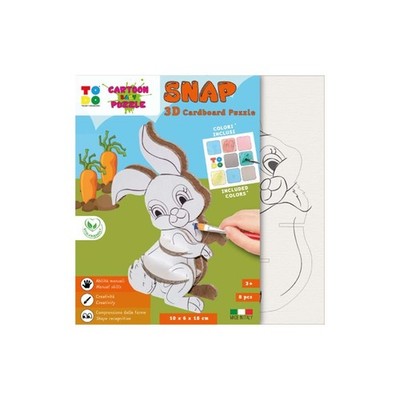 3D Karton Puzzle Hase zum Zusammenbauen und Bemalen für Kinder