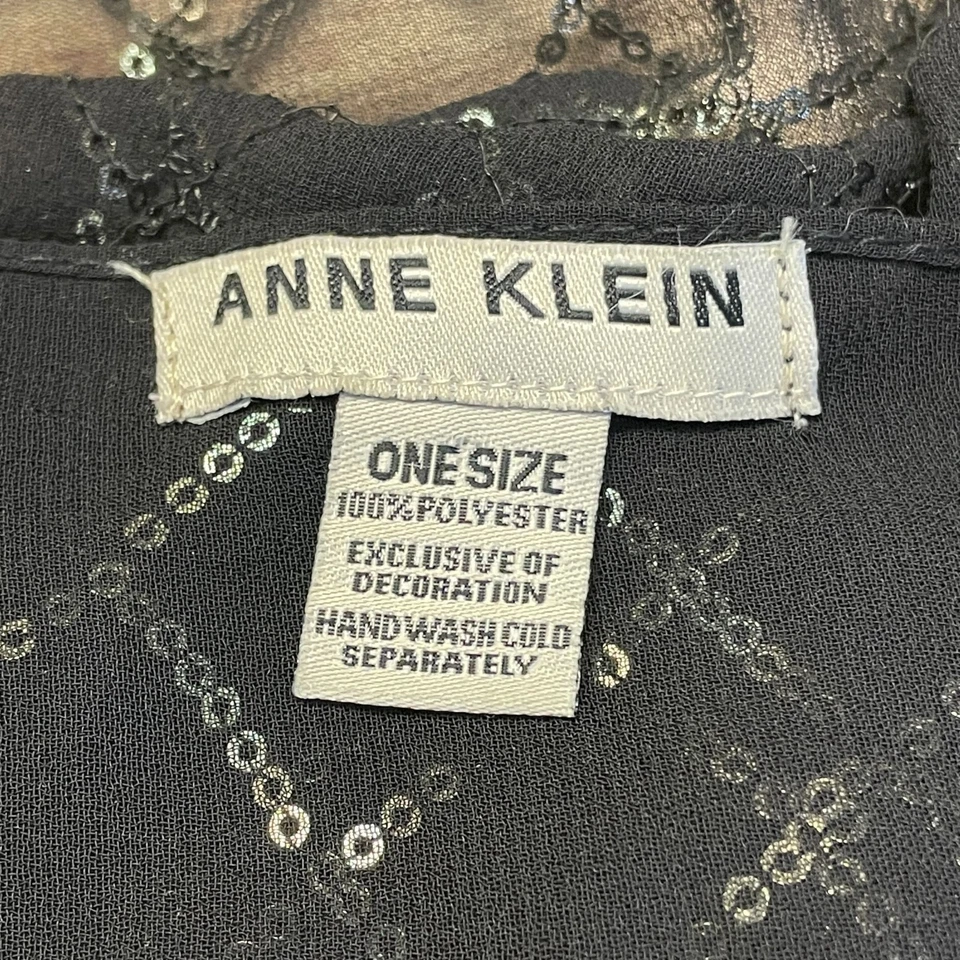 Vintage Anne Klein Sequin Wrap Shawl Holiday Party Special Occasion 19 x 71 - Image 3 of 4