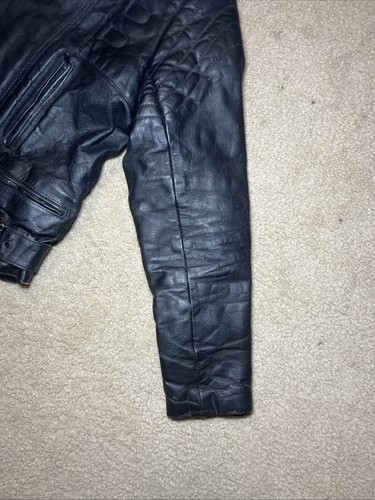 Giacca pelle nera Protech vintage uomo motociclista moto con toppa Triumph taglia 42! - Foto 10 di 24
